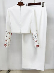 Embellished Cropped Top and High Slit Maxi Skirt Suit