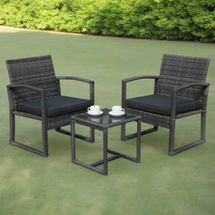 3PCS Outdoor Wicker Rattan Chair Set with Coffee Table Golden Atelier