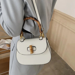 Bamboo Handle Saddle Crossbody Bag