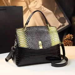 Snake Embossed Satchel Bag