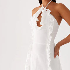 A side view of the straight silhouette formal dress, highlighting the elegant fit.