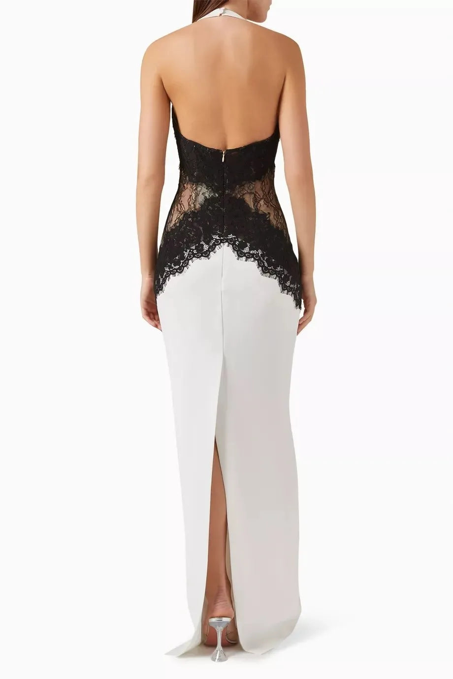 Black lace top and white pants