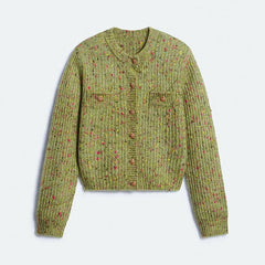 Bouclé Knit Button Front Cardigan Sweater