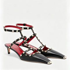 Riveted Square Toe Stiletto Heels
