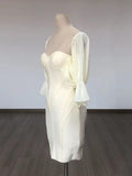 White Lantern Long Sleeve Corset Bodycon Mini Dress