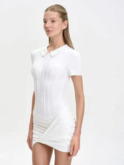 Collared Zipper Bodysuit and Ruched Playsuit