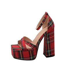 Floral Print Platform Block Heel Sandals