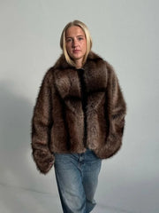 thick warm faux fur jacket casual fit