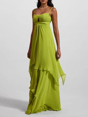 Square Neck Keyhole Maxi Dress