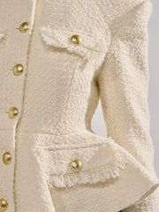 Textured Peplum Cropped Jacket