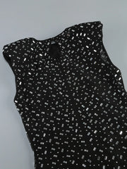 Black Sequin Cutout Sleeveless Maxi Dress
