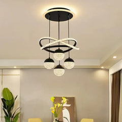 Black Circular Dimmable Internal Lines LED Ceiling Light