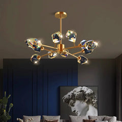  Sparkling crystal chandelier hanging in an elegant living room, creating a luxurious ambiance. Golden Atelier 3