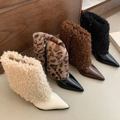 Women's furry boots with a warm lining.