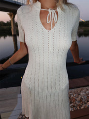 Knit v-neck mini dress
