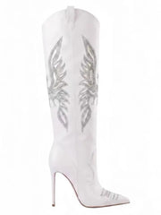 Embroidered Pointed Stiletto Cowboy Boots