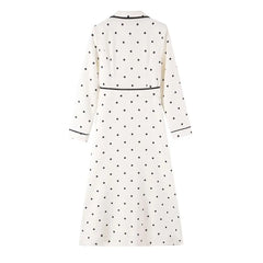 Polka dot notched collar coat back view