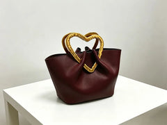 Burgundy Heart Handle Bag