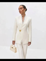 Lace Trim Fitted Waist Blazer