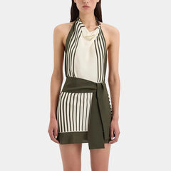 Stripe Halter Neck Mini Dress