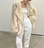 Lapel Long sleeve Shaggy Faux Fur Jacket For Women