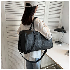 Crocodile Embossed Travel Duffle Bag