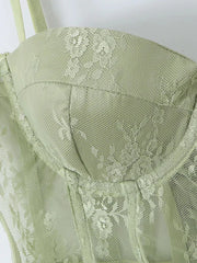 Green Lace Corset Bodysuit