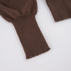 Ribbed Puff Sleeve Button Knit Coat