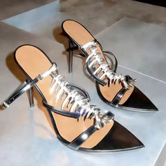 Pair of fishbone embellished stiletto heels