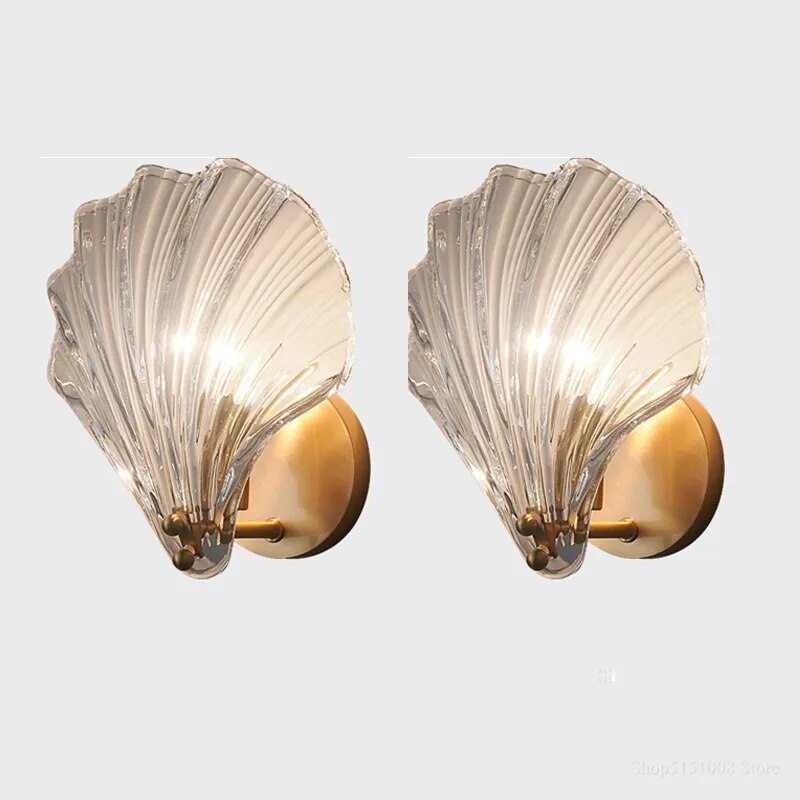 Sea Shell LED Wall Lamps Glass Lampshade Lustre