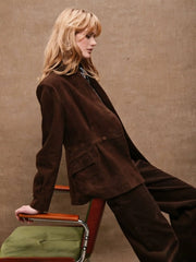 Seamed Waist Suede Jacket
