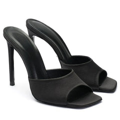 Peep Toe Stiletto Heel Mules