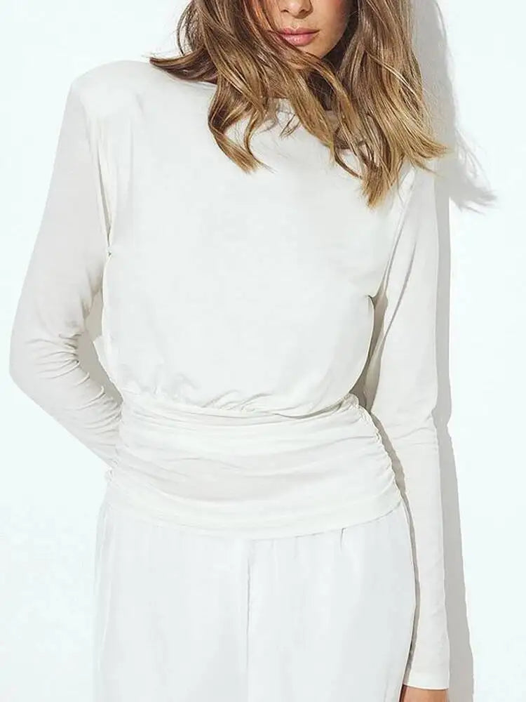 White long-sleeve top and pants on a white background