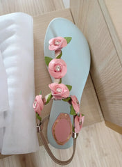 Floral Thong Slingback Flat Sandals