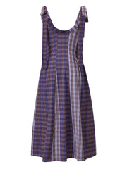 Tie Strap Plaid Midi Dress