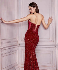 Custom Color/Size Strapless Sequin Open Back Mermaid Prom Dress