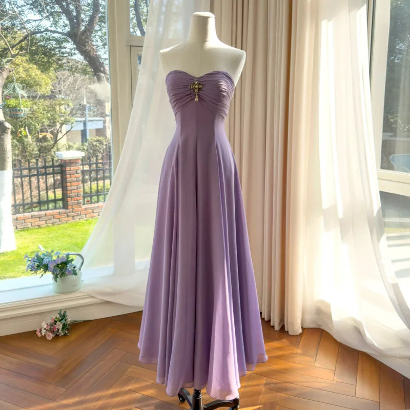 Strapless embellished a-line maxi dress