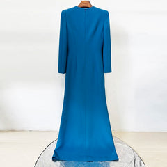 Slit Sleeve Beaded O-Neck Maxi Dress