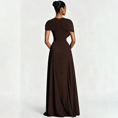 Draped Mock Neck Draped Maxi Dress