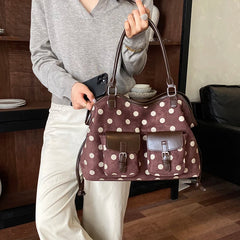 Polka Dot Faux Leather Tote Bag