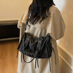 Soft Faux Leather Motorcycle Shoulder Bag