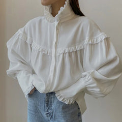 White Ruffle Shirt - Golden Atelier