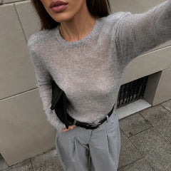 Sheer Knit Shoulder Detail Top