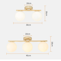 LED Glass Ceiling Light White Ball Creative Golden Lamp