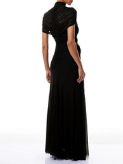 Ruched Cutout High Neck Maxi Dress