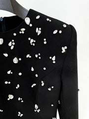 Rhinestone Embellished Long Sleeve Maxi Dress