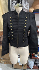 Military Cord Braid Trim Cropped Blazer