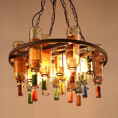 Decoration Wine Bottle Hanging Lights Lustre Color Glass Ceiling Chandelier