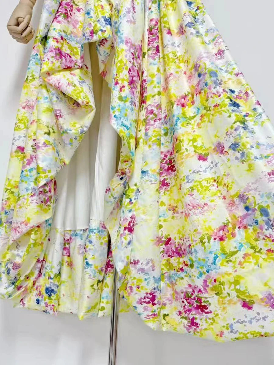Colorful floral-patterned fabric