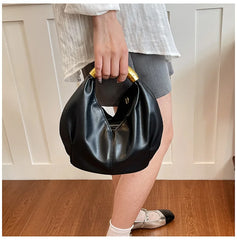Metal Handle Soft PU Dumpling Shoulder Bag
